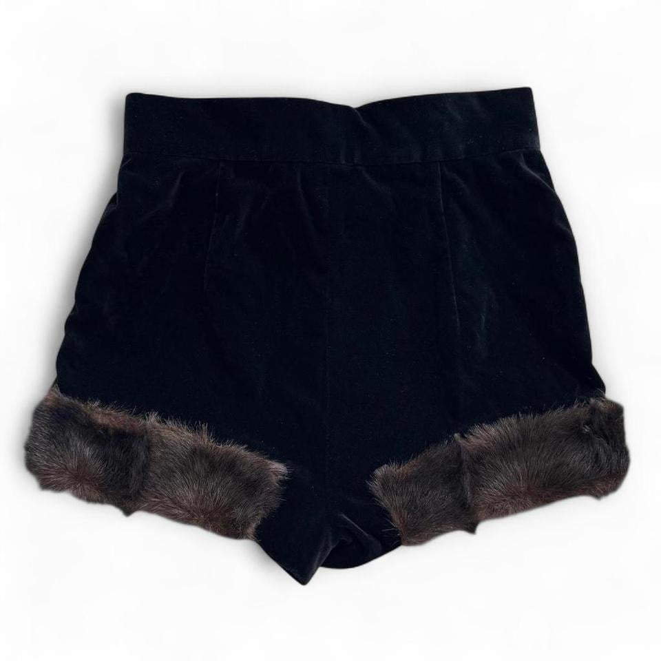 Vivienne Westwood Suede Fur Trim Black Shorts