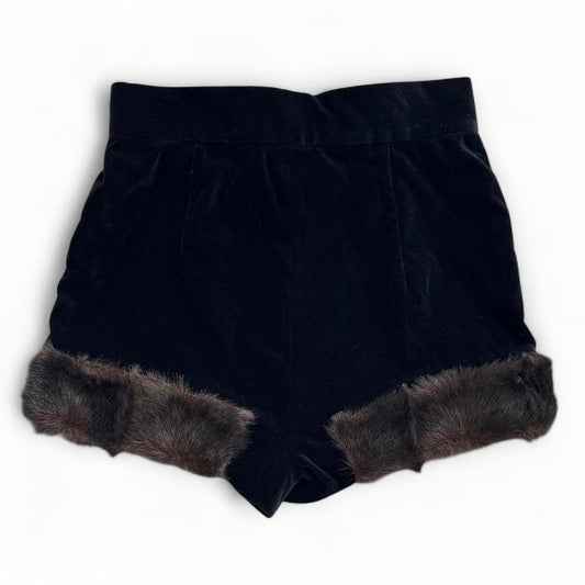 Vivienne Westwood Suede Fur Trim Black Shorts