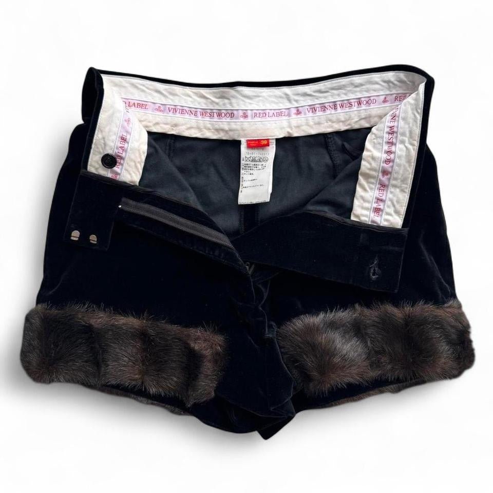 Vivienne Westwood Suede Fur Trim Black Shorts