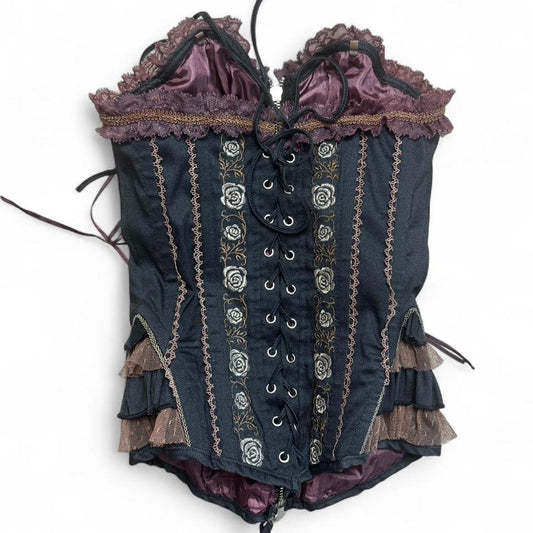 Ozz Oneste Grey Purple Lace-Up Corset