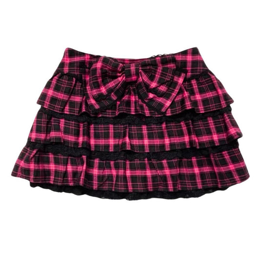 Japanese Brand Pink Plaid Skirt w/ Bow