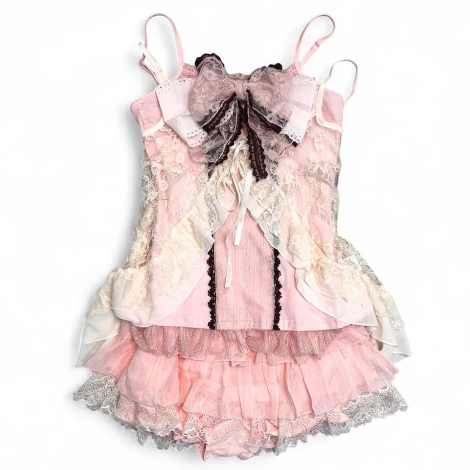 Pink & Cream Top & Skort Set