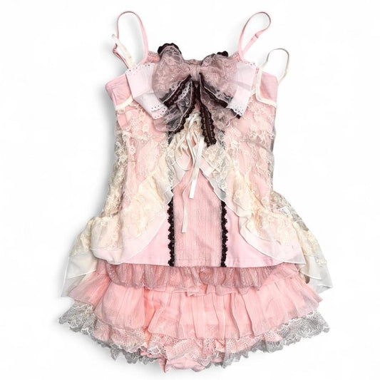 Pink & Cream Top & Skort Set
