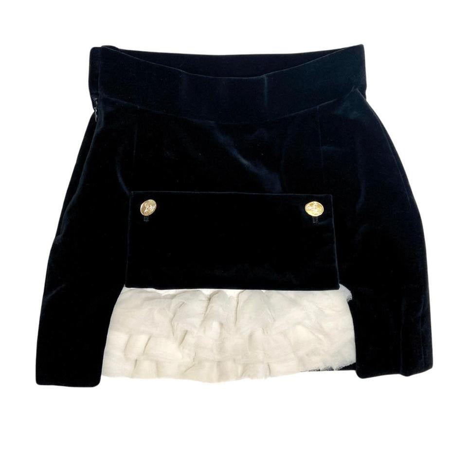 Vivienne Westwood 90's Black Velvet Knockout Skirt w/ Removable Crinoline Tulle
