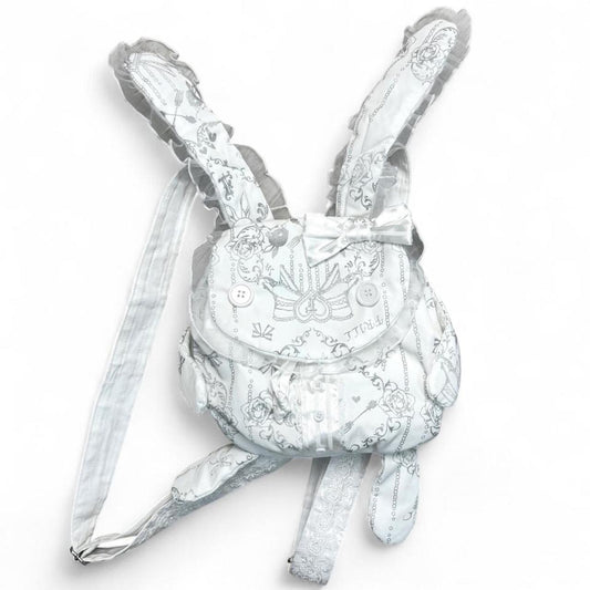 h.Naoto Lovely Bunny Frill Backpack / WH
