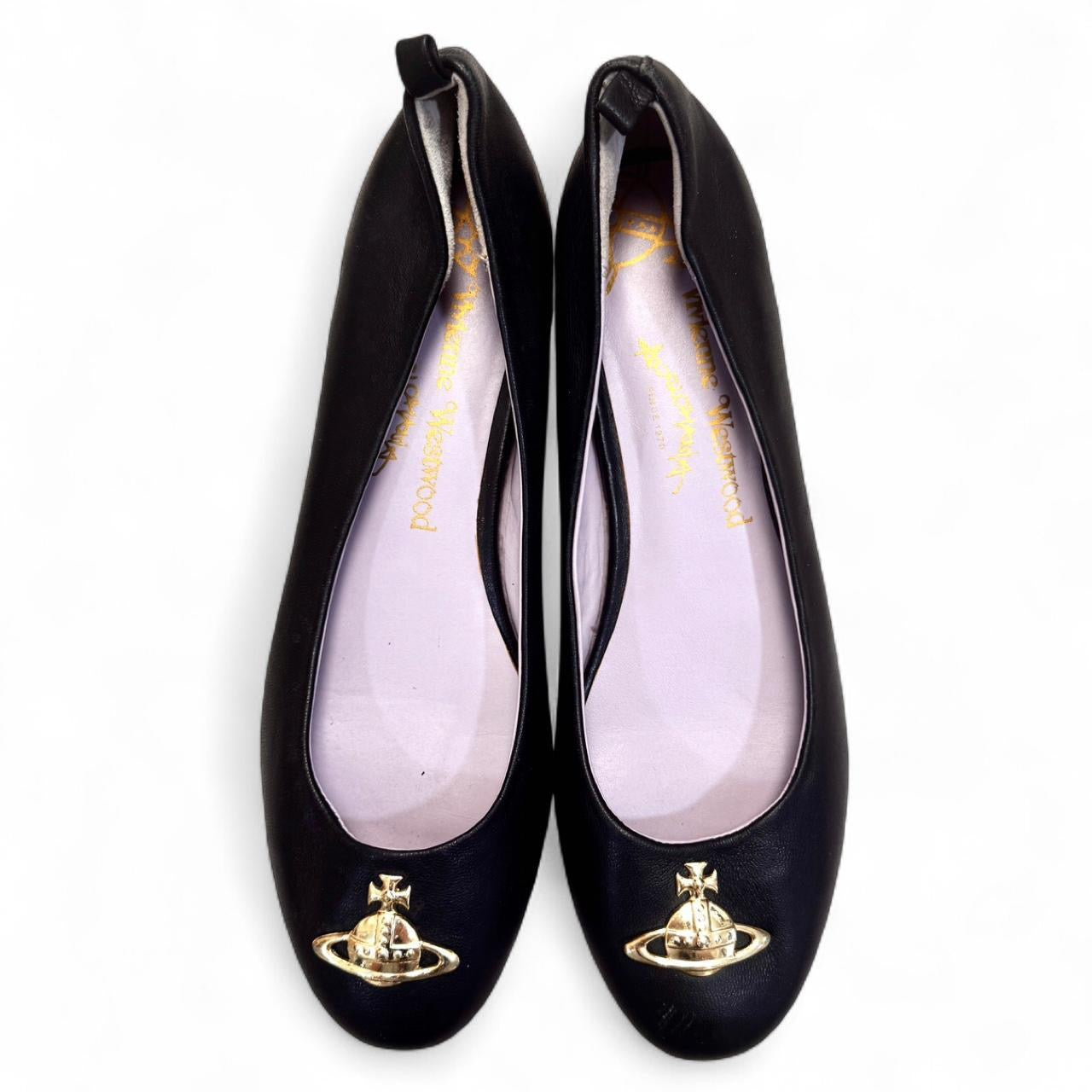 Vivienne Westwood Anglomania Faux Leather Black Orb Flats