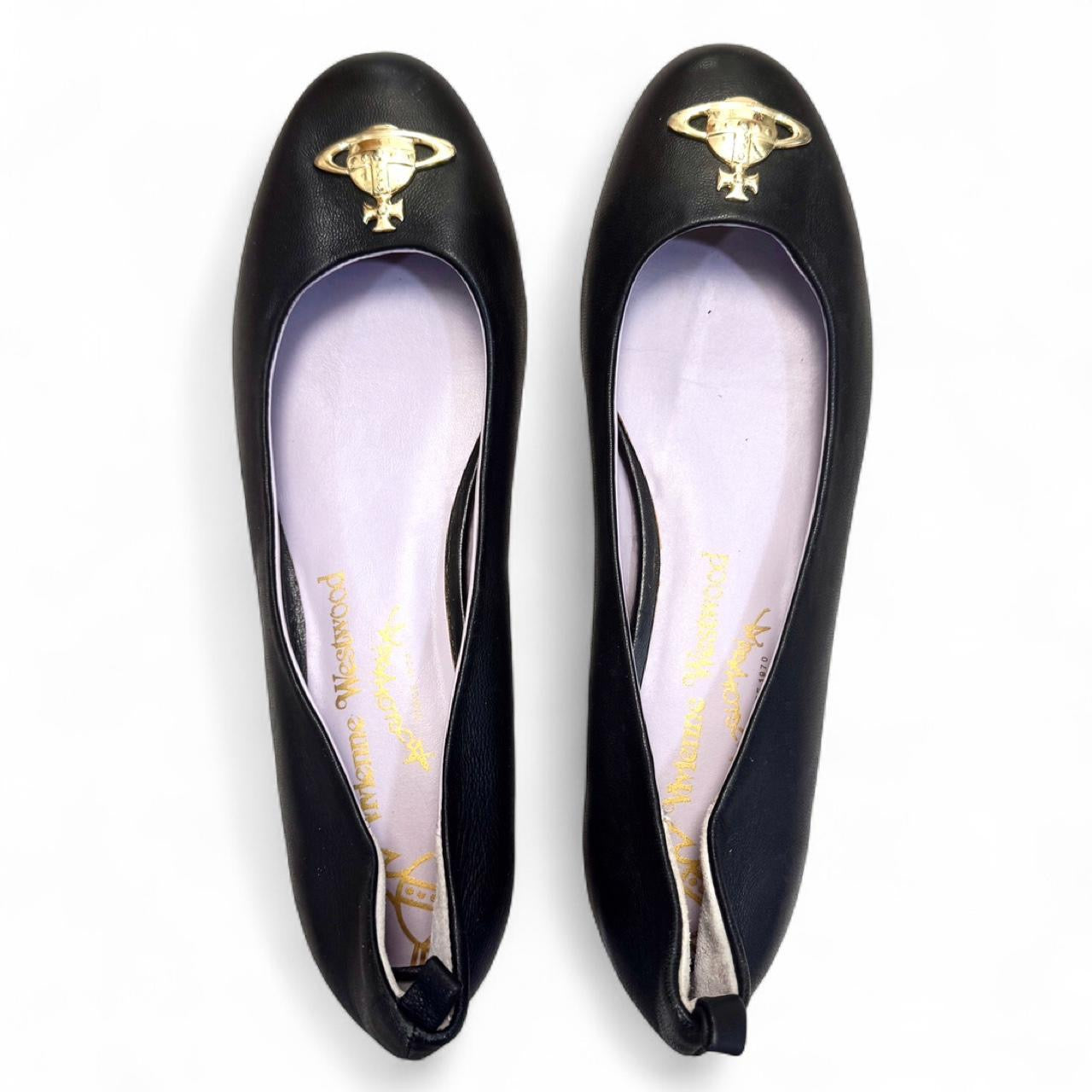 Vivienne Westwood Anglomania Faux Leather Black Orb Flats