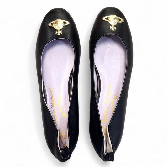 Vivienne Westwood Anglomania Faux Leather Black Orb Flats