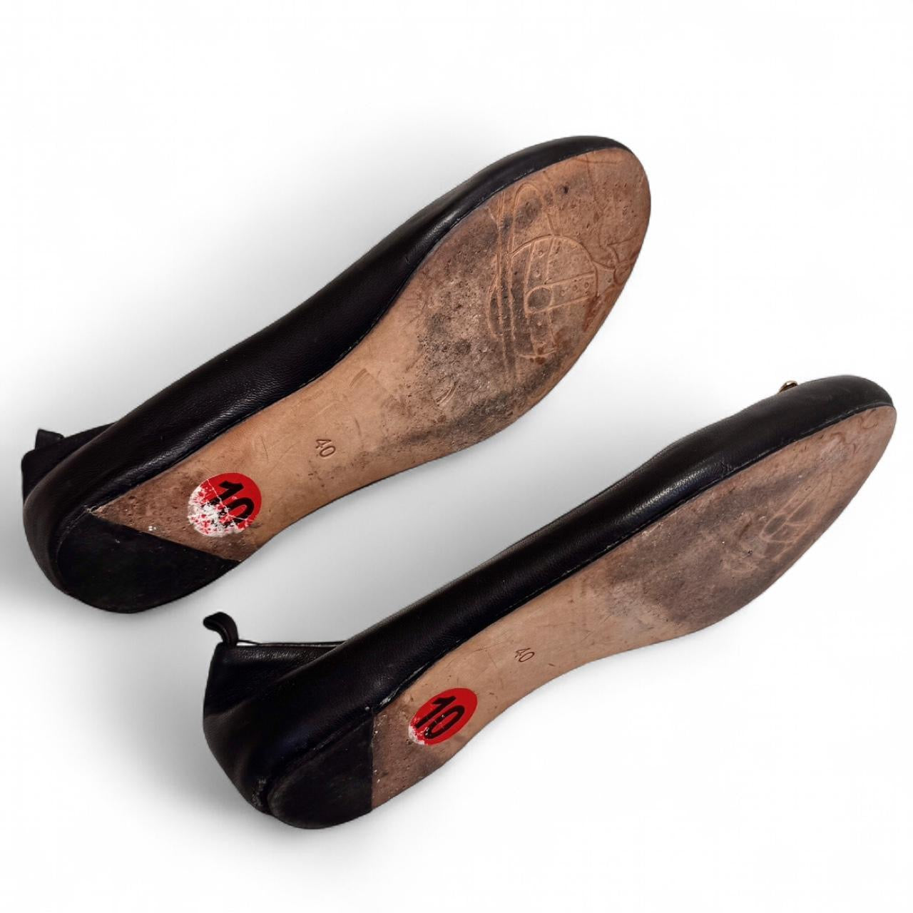 Vivienne Westwood Anglomania Faux Leather Black Orb Flats