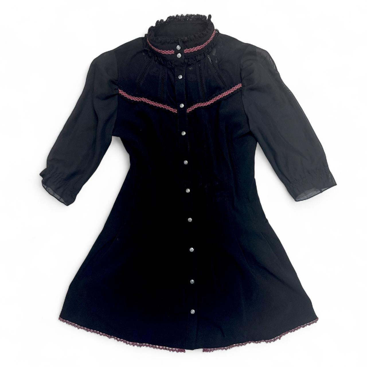 OZZ ON/Croce Black Mini Dress w/ Lace Trim Details