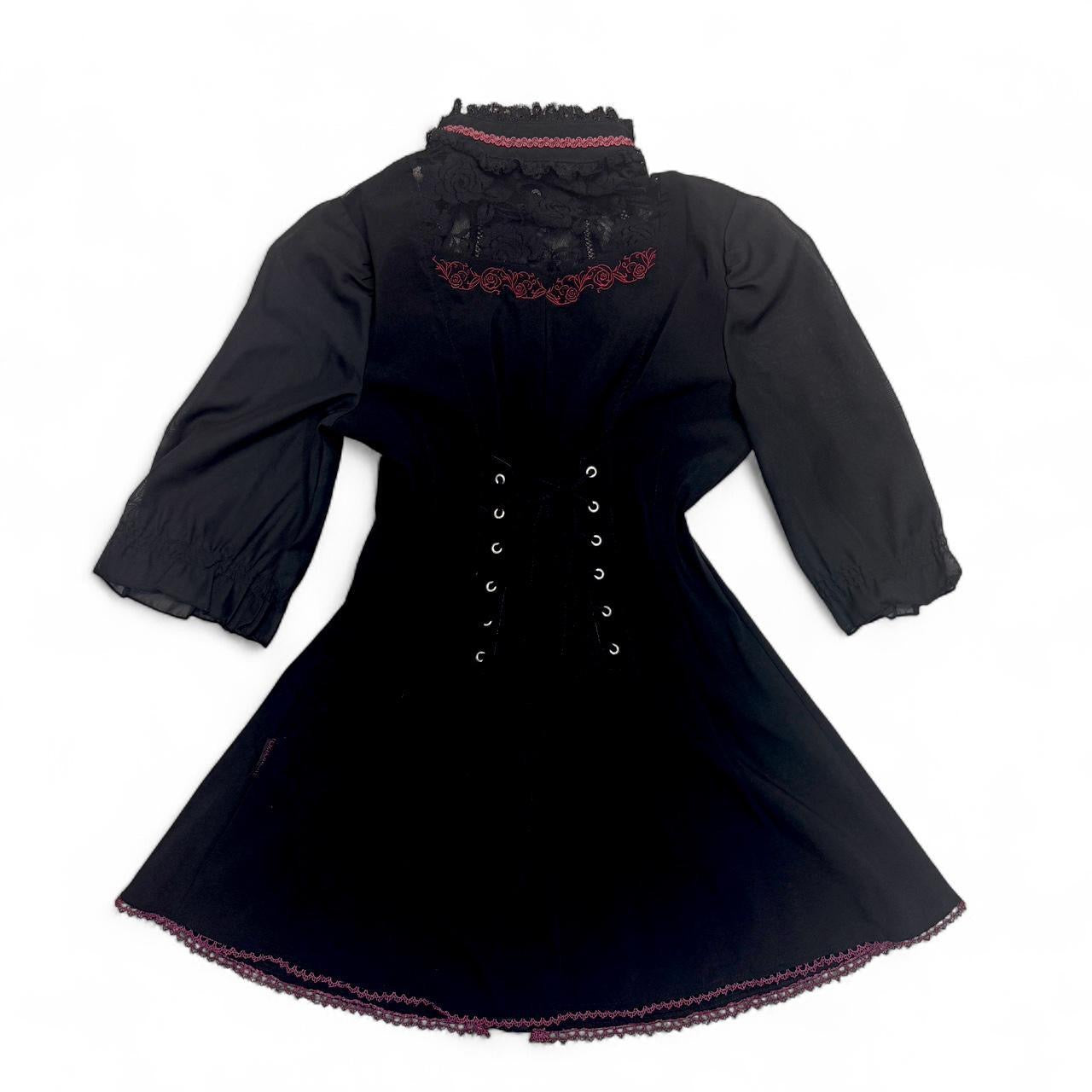 OZZ ON/Croce Black Mini Dress w/ Lace Trim Details