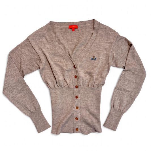 Vivienne Westwood Brown Waist Cinched Knit Long Sleeve Cardigan