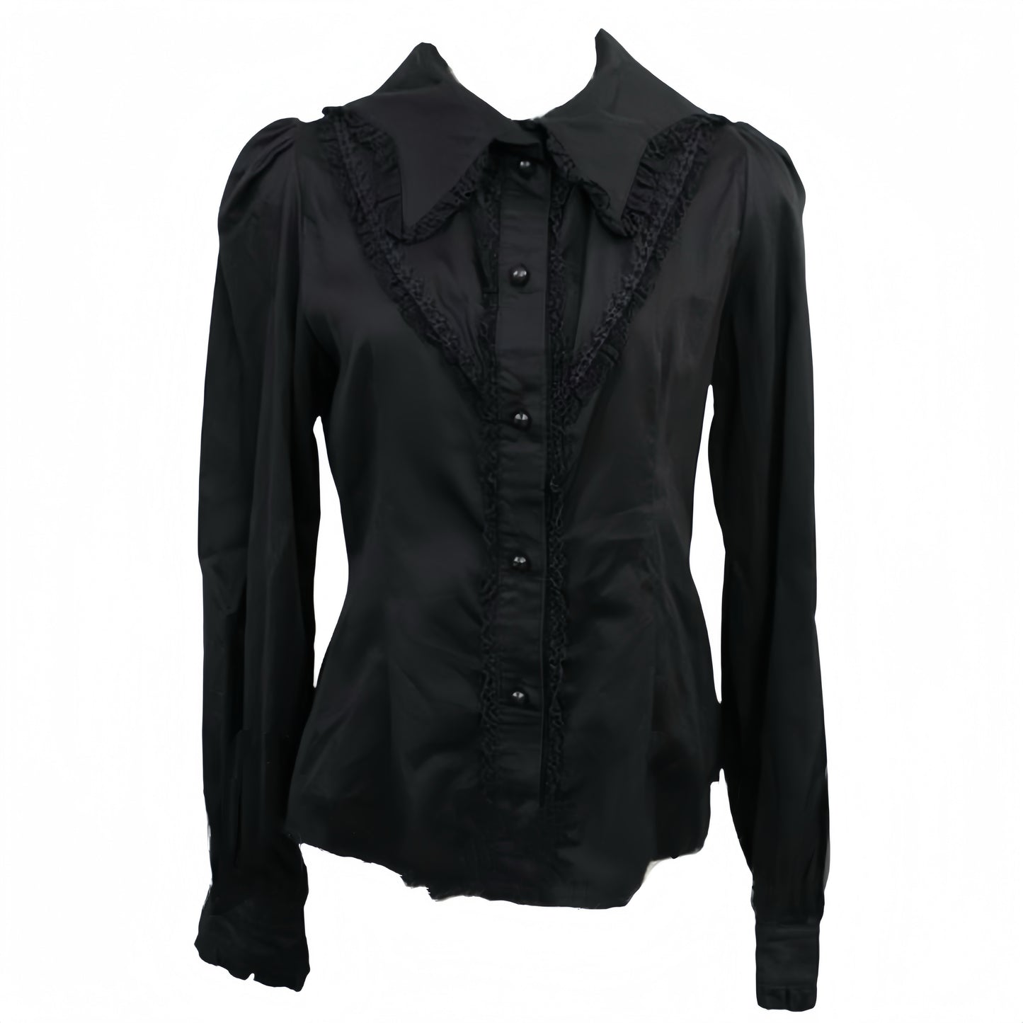 Alice & the Pirates Black Ruffle Trim Shirt