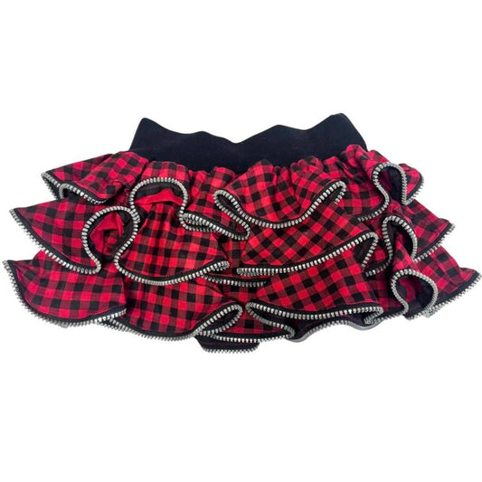 Glavil Tutuha Gingham Red & Black Zipper Skirt