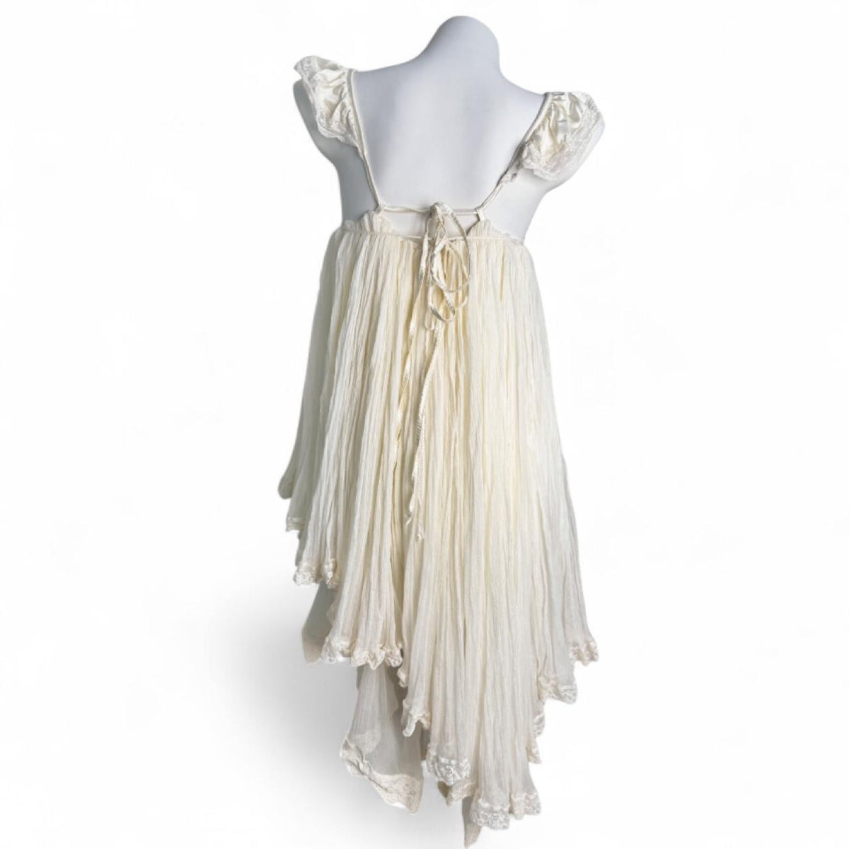 Custom-Made Sheer Flowy Lace Trim Dress