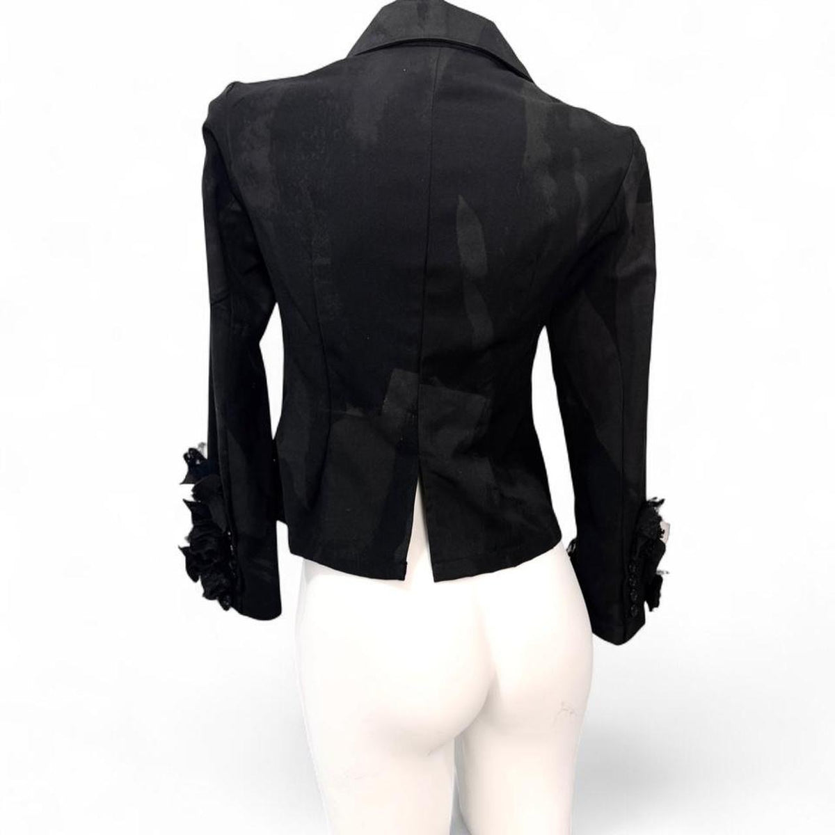 h.Naoto Black Ruffle Detail Jacket Outerwear