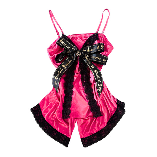 Japanese Brand Ribbon Bow Pin Pink Tank-Top