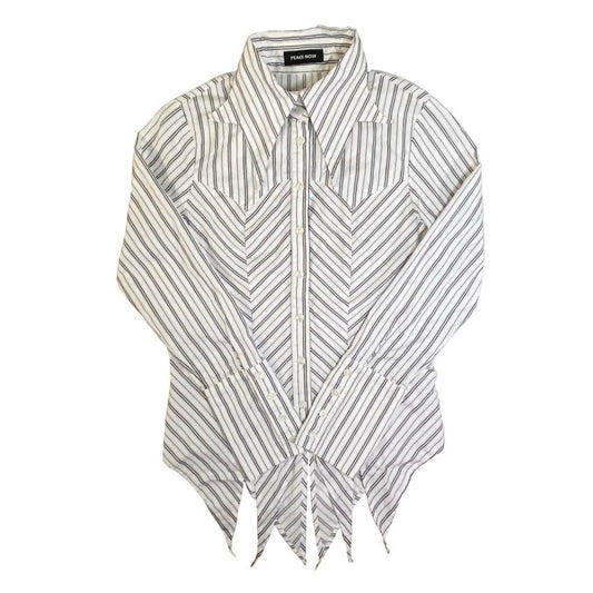 Peace Now Striped Bat Collar Shirt