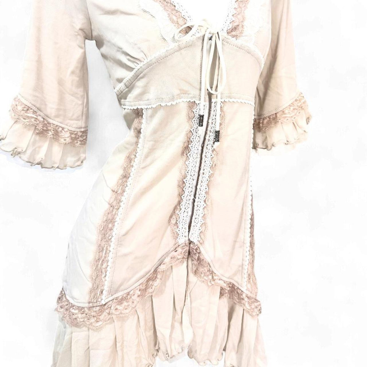 Odds On Rozen Kavalier (Ozz On/Oneste) Frill Lace Trim Lace-up Blouse Cardigan