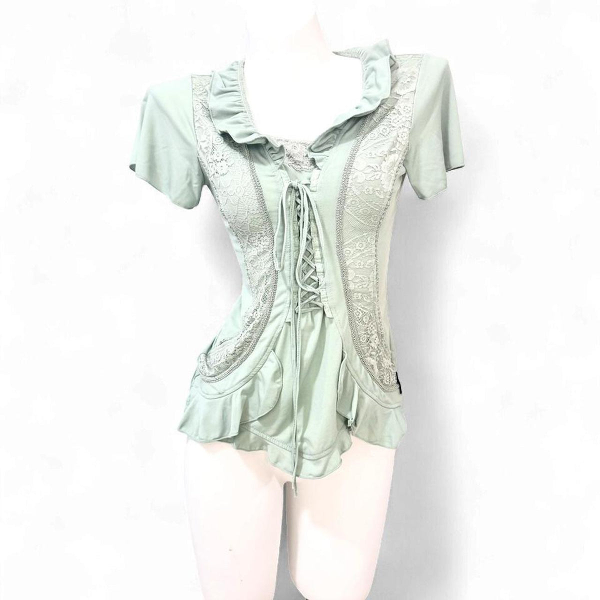 Odds On Ozz Oneste/On Lace Detail Lace-up T-shirt Top