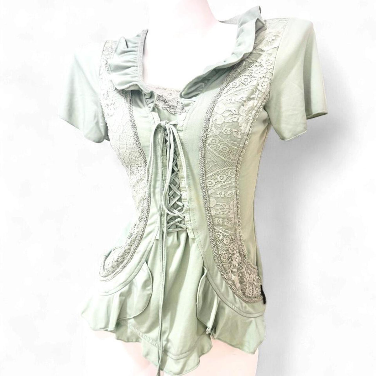 Odds On Ozz Oneste/On Lace Detail Lace-up T-shirt Top