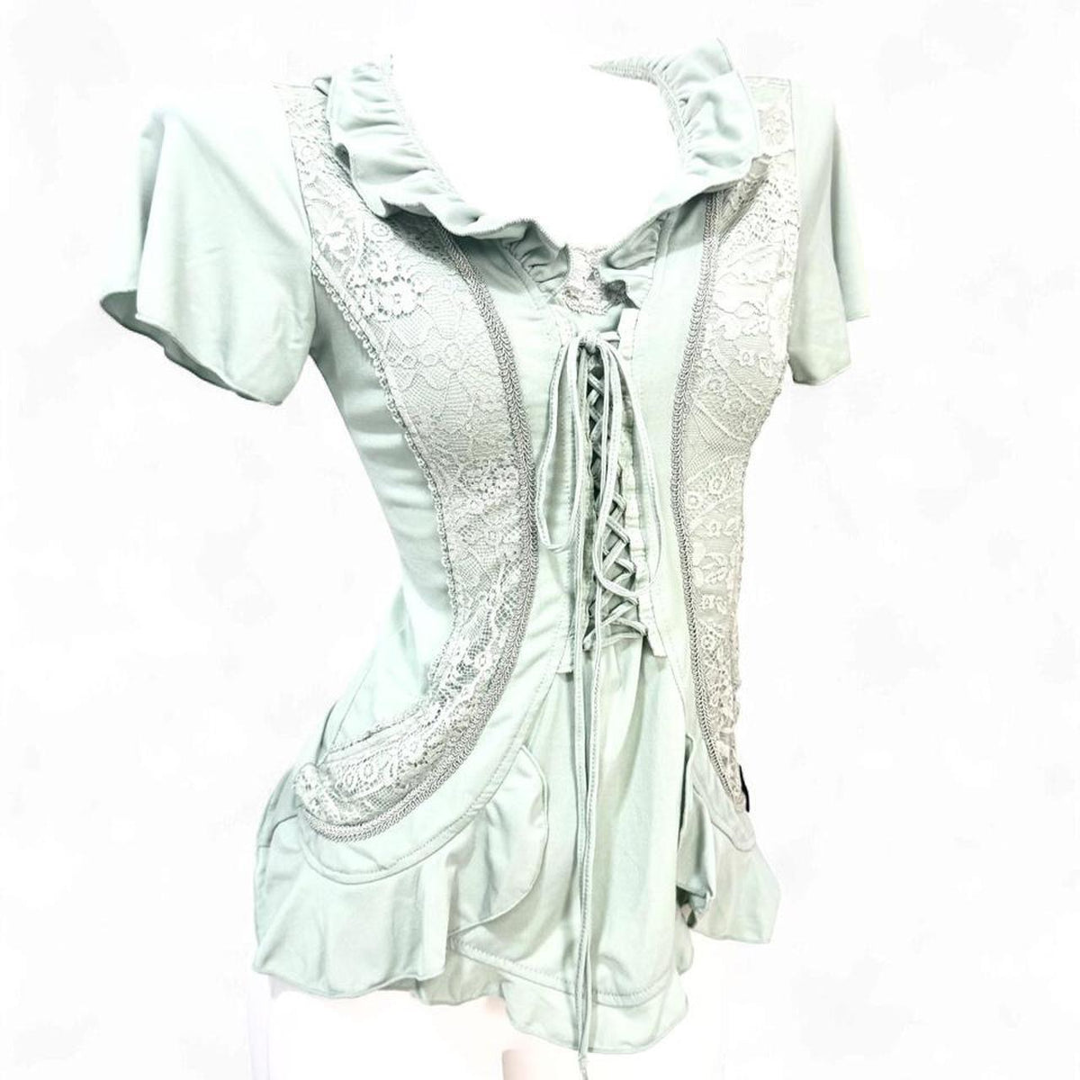 Odds On Ozz Oneste/On Lace Detail Lace-up T-shirt Top